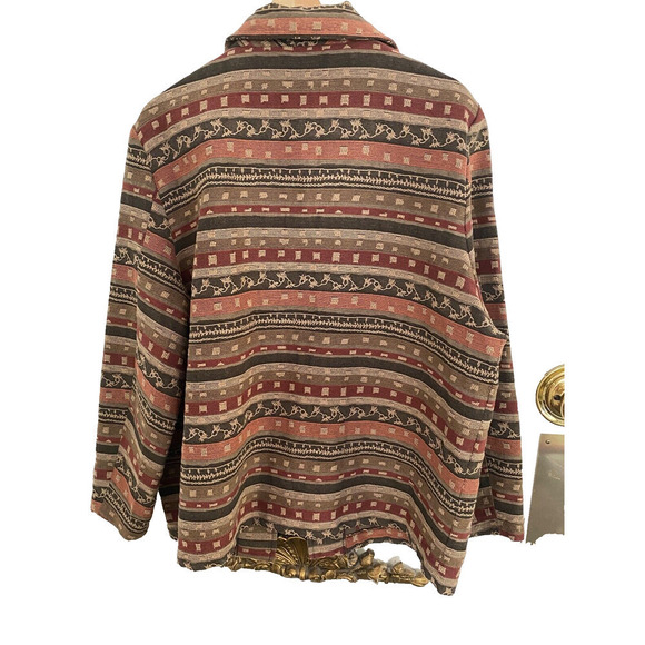 BONWORTH large jacket/blazer aztek print Brown,Mauroon,Beige Multi color, size L - Picture 2 of 5